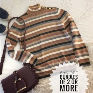 Liz Claiborne •vintage striped gold button sweater